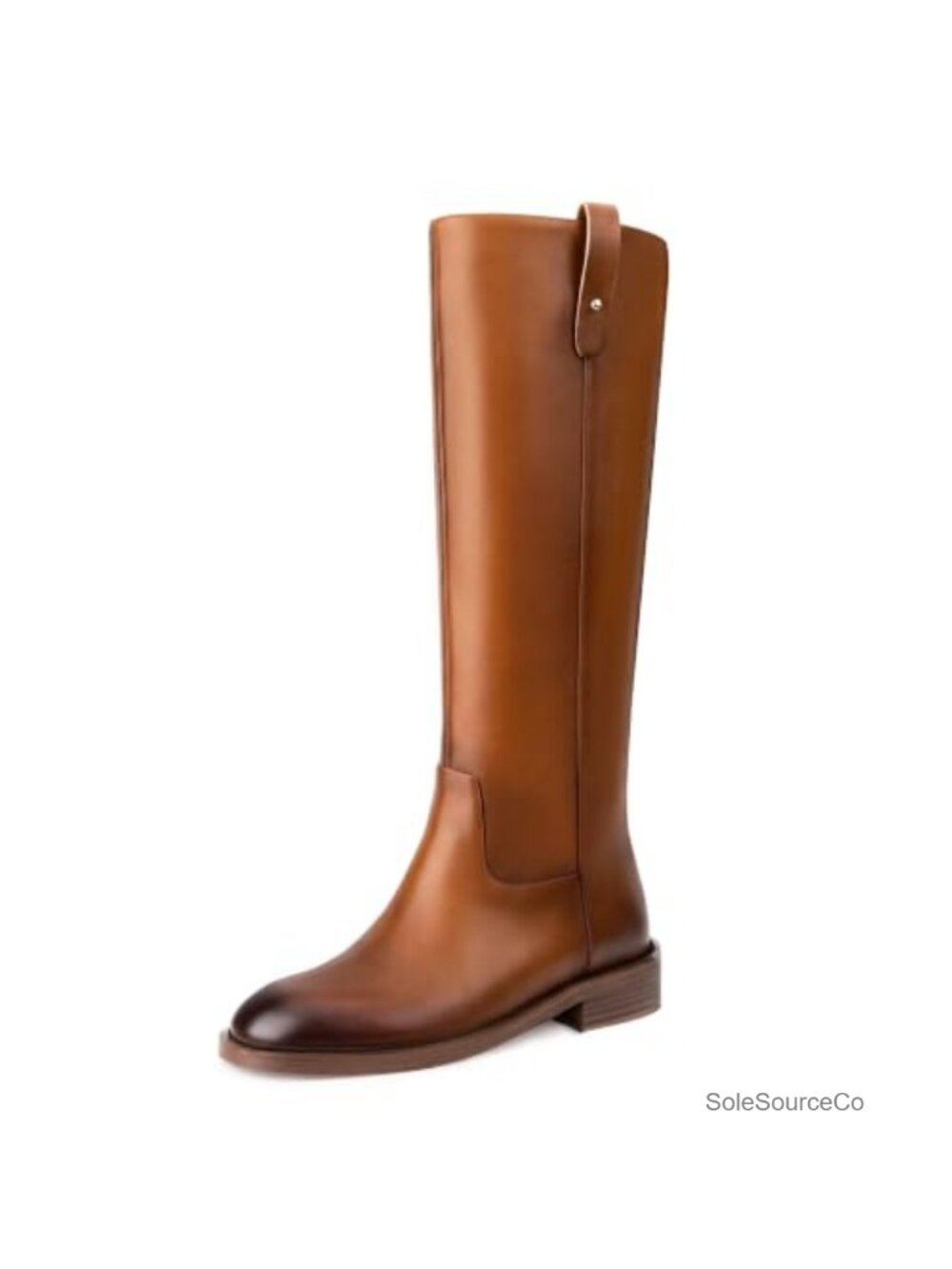 PAKHALINA Women's Faux Leather Knee High Riding Boots Chunky Low Heel